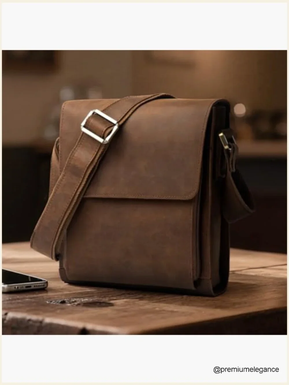 Leather Crossbody Messenger Bag for Men Work Travel Casual